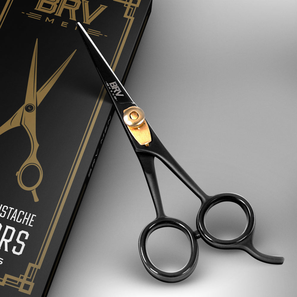 
                  
                    BRV MEN High Carbon Stainless Steel Beard Mustache Scissors - 5" - Hammer Forged 100% Stainless Steel - Razor Sharp Facial Hair Trimming Shears - Black
                  
                