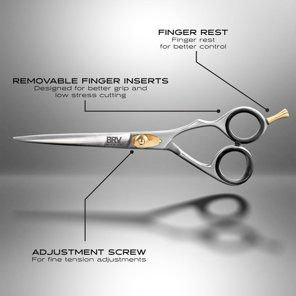 
                  
                    BRV MEN Professional Hair Scissors - 6.5" - Hammer Forged, Hand Sharpened and Hand Polished Hair Cutting Scissors - 100% Stainless Steel (Silver)
                  
                