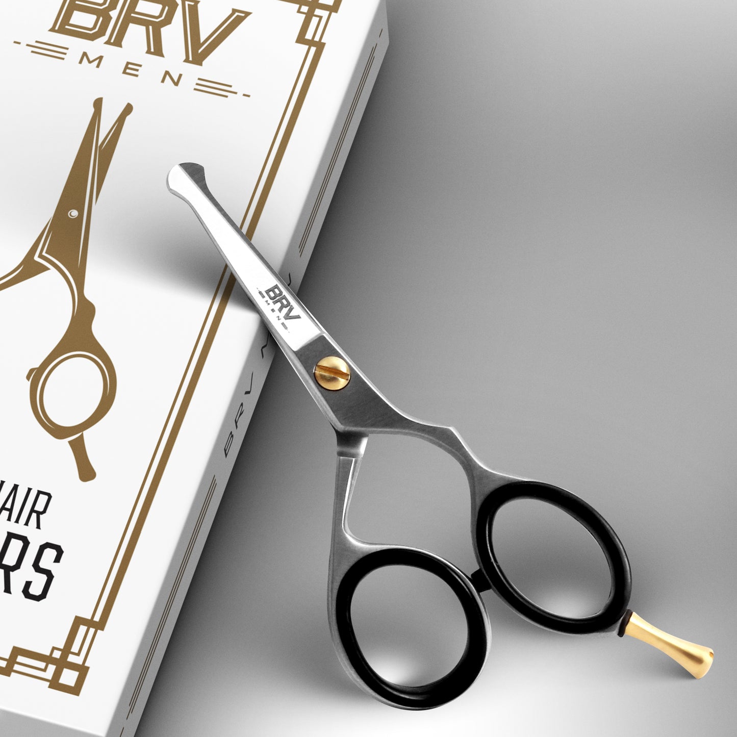 
                  
                    BRV MEN Rounded-Tip Scissors, 4.2" - Hammer Forged 100% Stainless Steel - Beard, Mustache, Nose Hair, Ear Hair Trimming - Professional Grooming Scissors - 4.2" (Silver)
                  
                