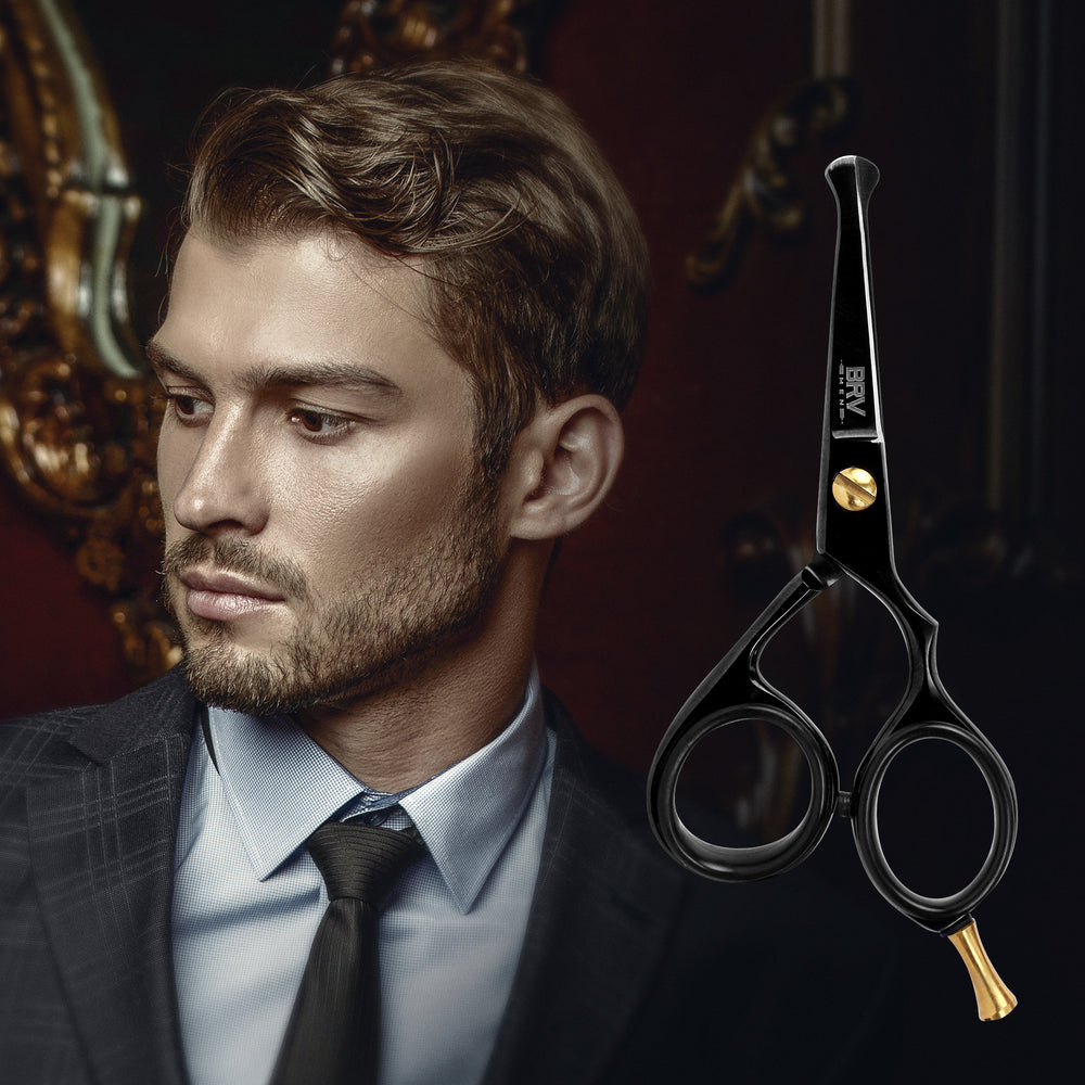 
                  
                    BRV MEN Rounded-Tip Scissors, 4.2" - Titanium Plated, Hammer Forged 100% Stainless Steel - Beard, Mustache, Nose Hair, Ear Hair Trimming - Professional Grooming Scissors - (Black)
                  
                