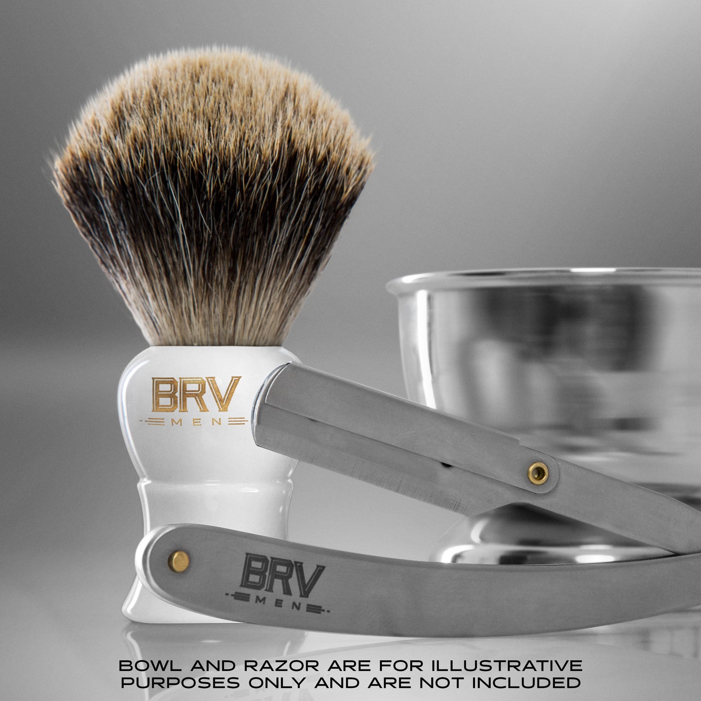 
                  
                    BRV MEN 100% Pure Badger Shaving Brush LARGE (24mm knots) - Heavy Resin Handle - Use with Double-Edge Safety Razor, Straight Razor and Shaving Bowl - White
                  
                
