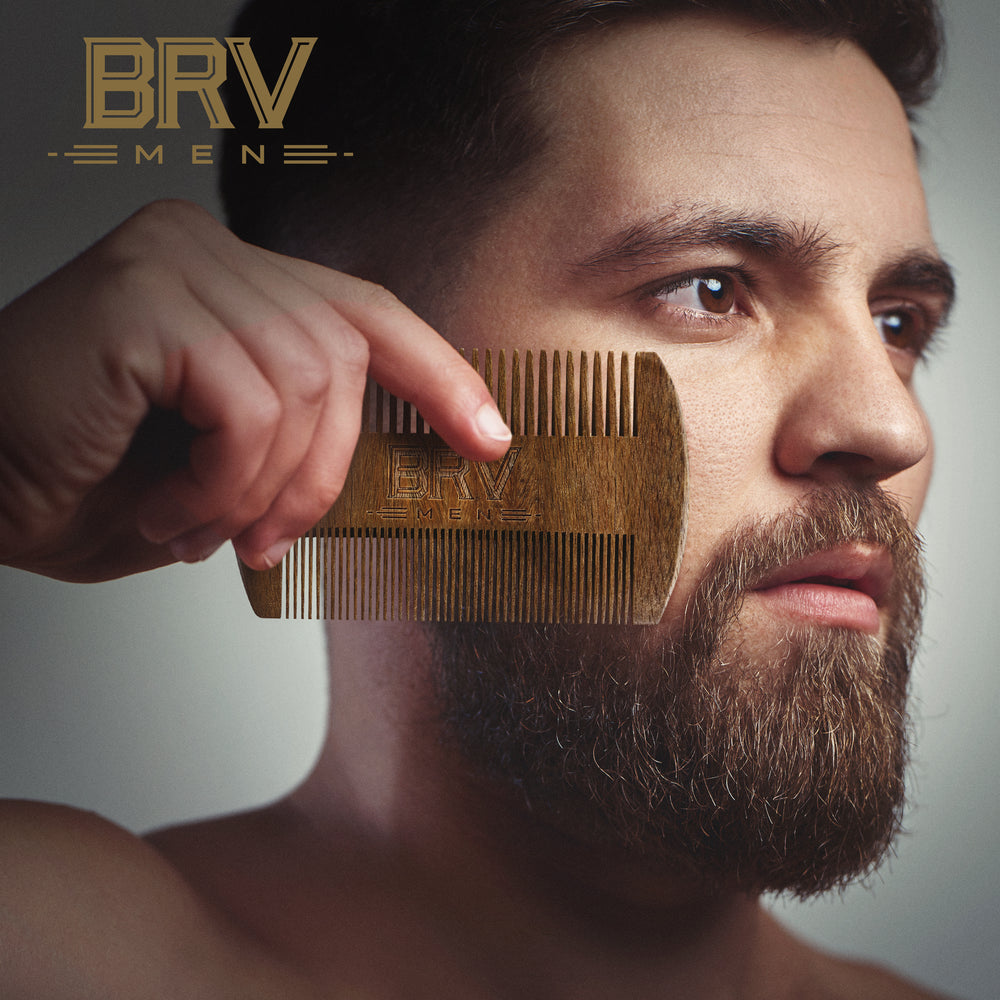 
                  
                    BRV MEN Beard & Mustache Comb - 100% Natural Green Sandalwood - Pocket Size, Comes with Carry Case - Works Perfectly with Your Beard Oil and Beard Balm - For All Types and Styles of Hair
                  
                