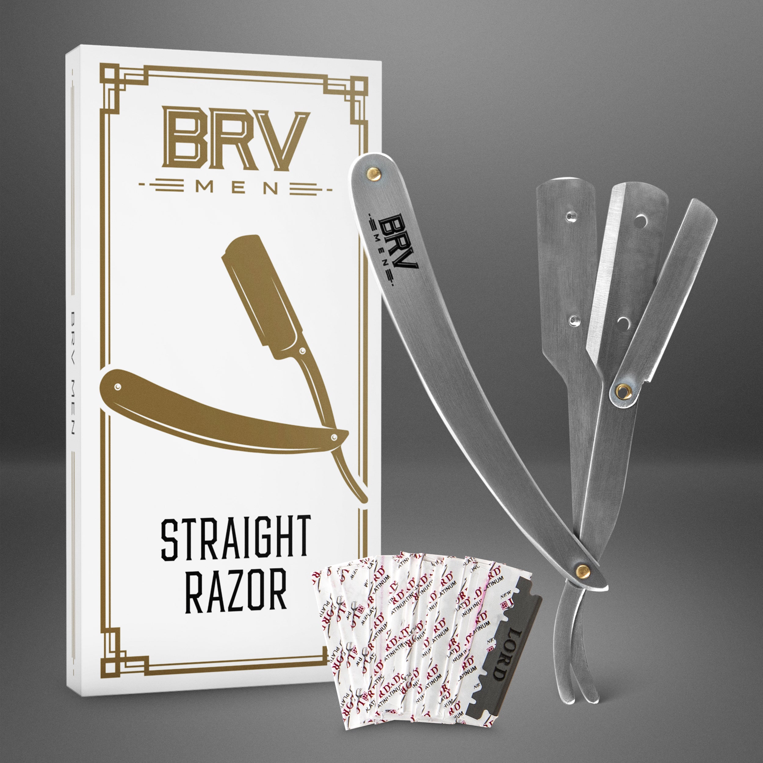 BRV MEN Professional Straight Edge Barber Razor - 100 Lord Platinum Si ...