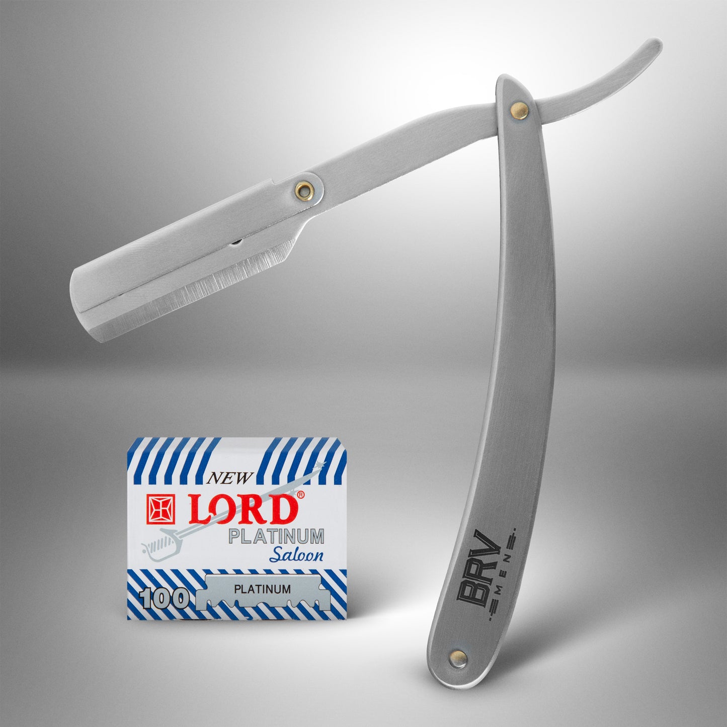 BRV MEN Professional Straight Edge Barber Razor - 100 Lord Platinum Si ...