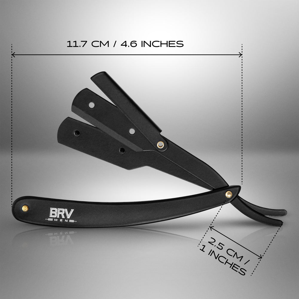 
                  
                    BRV MEN Professional Straight Edge Barber Razor - 100 Lord Platinum Single Edge Razor Blades - 100% Stainless Steel Shavette - Shaving Knife For Men and Women - Black
                  
                